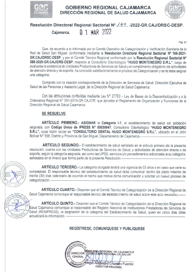 RESOLUCIÓN DIRESA - MINSA 